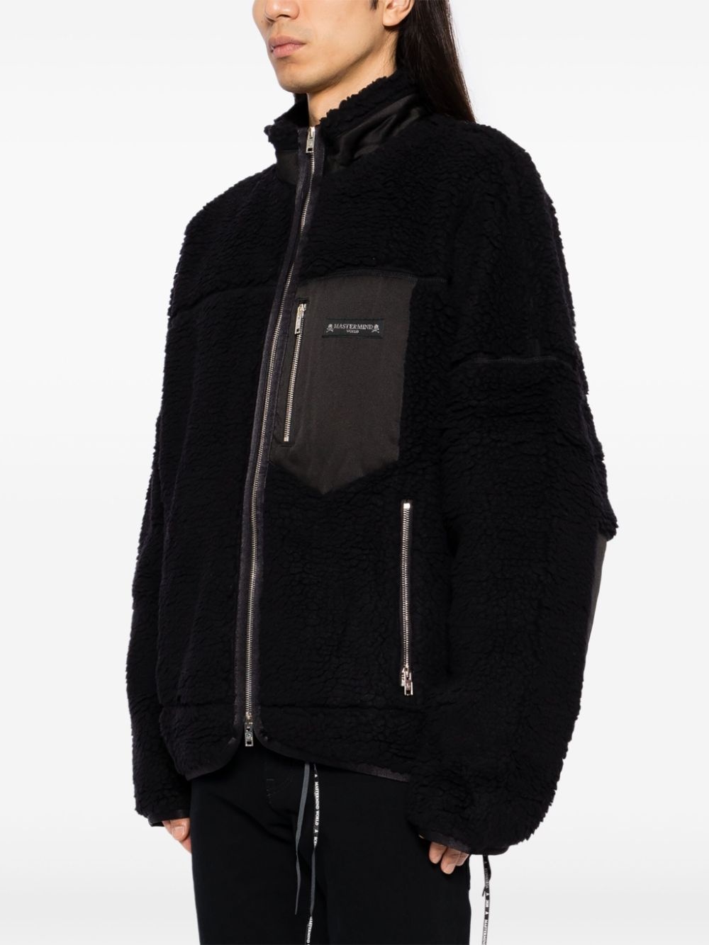 logo-motif shearlingjacket - 3