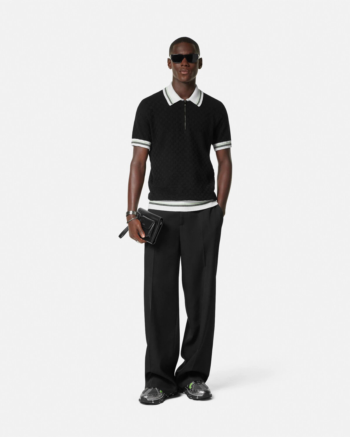 Contrasto Jacquard Knit Polo Shirt - 2