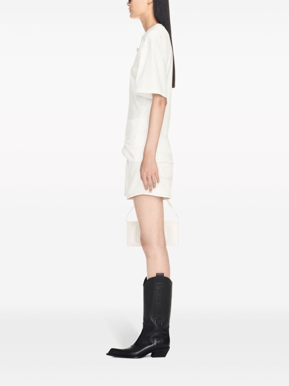 contrast-stitching denim shorts - 3