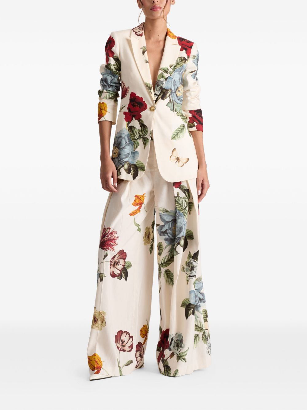 floral-print fitted blazer - 2