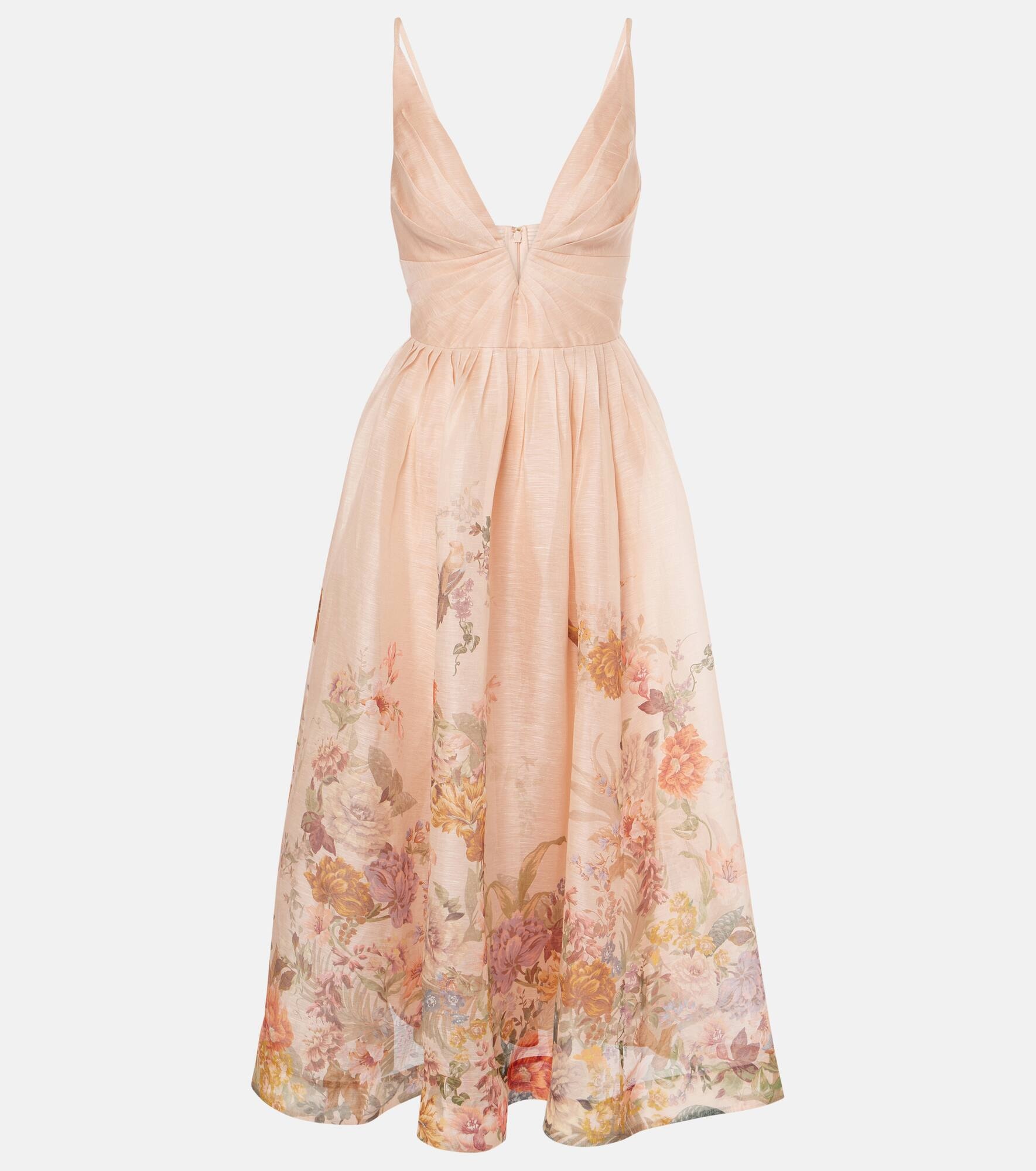 【Zimmermann】Pavilion linen and silk midi dress ZIMMERMANN Pavilion V Neck Midi Dress Now 900$ DETAILS- The