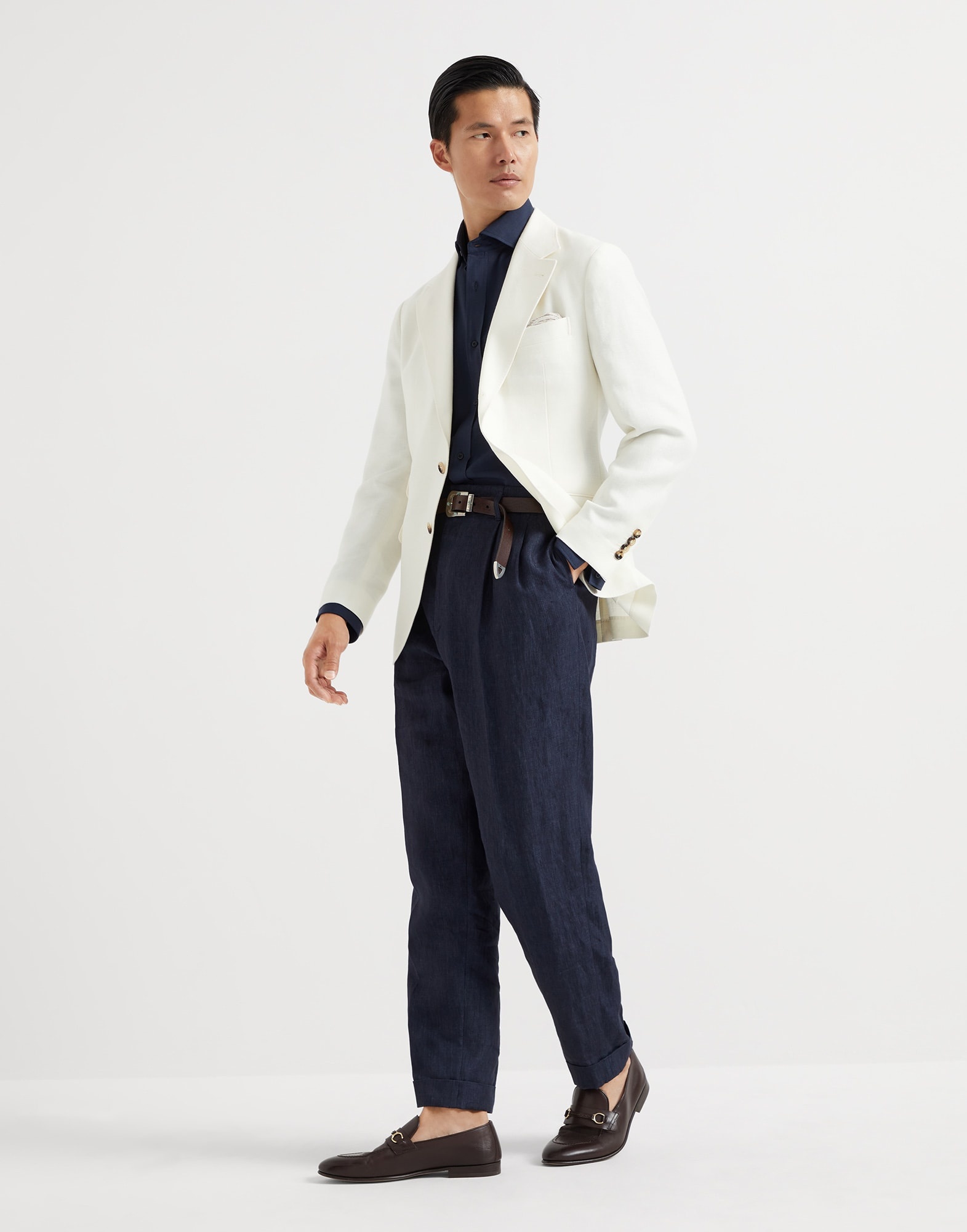 Virgin wool poplin basic fit shirt with spread collar - 5