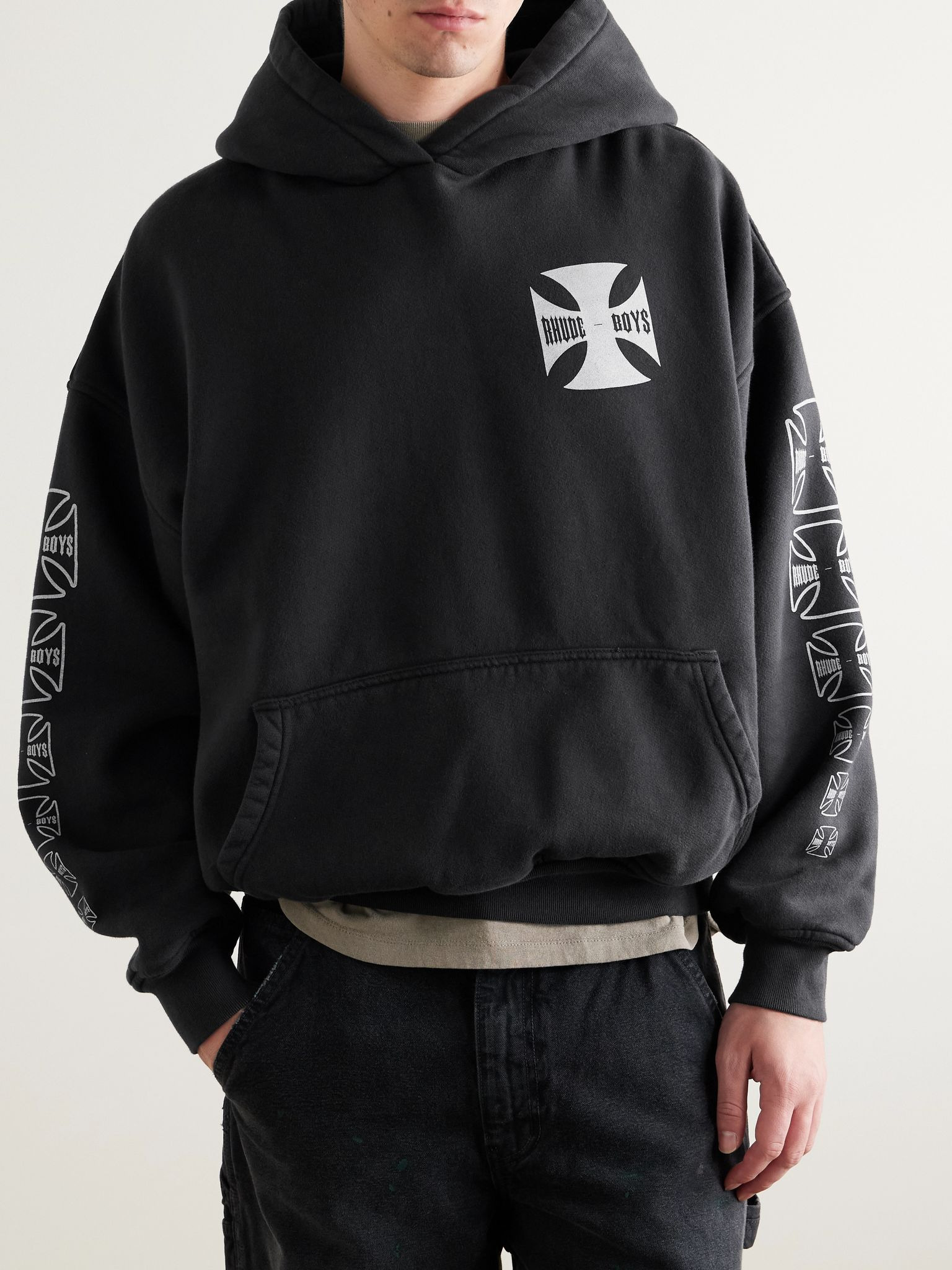 Logo-Print Cotton-Jersey Hoodie Black - 3