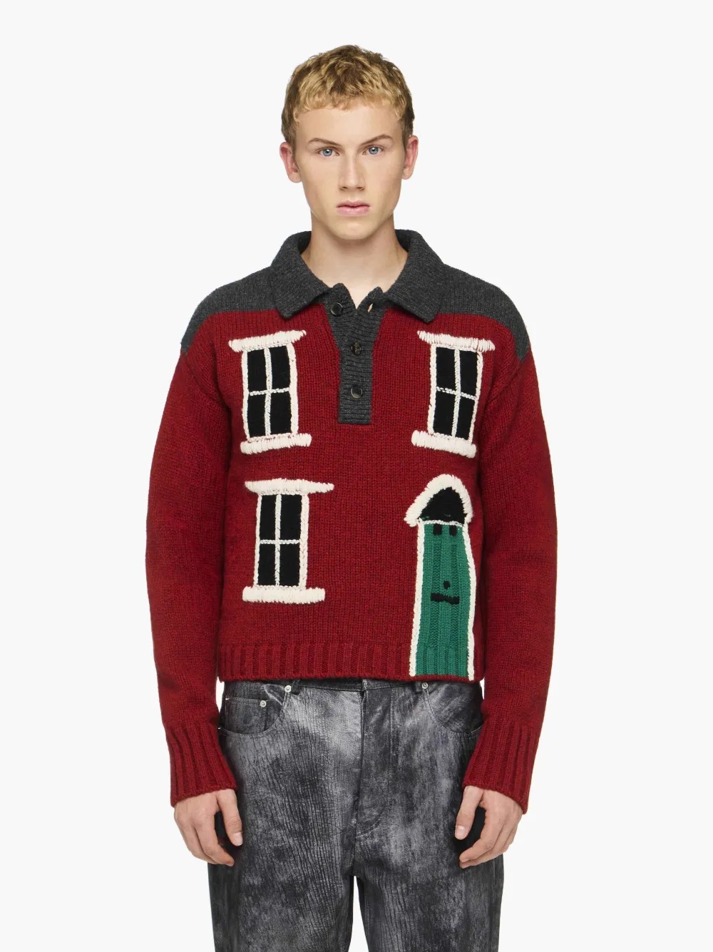 HOUSE' INTARSIA POLO SWEATER - 2