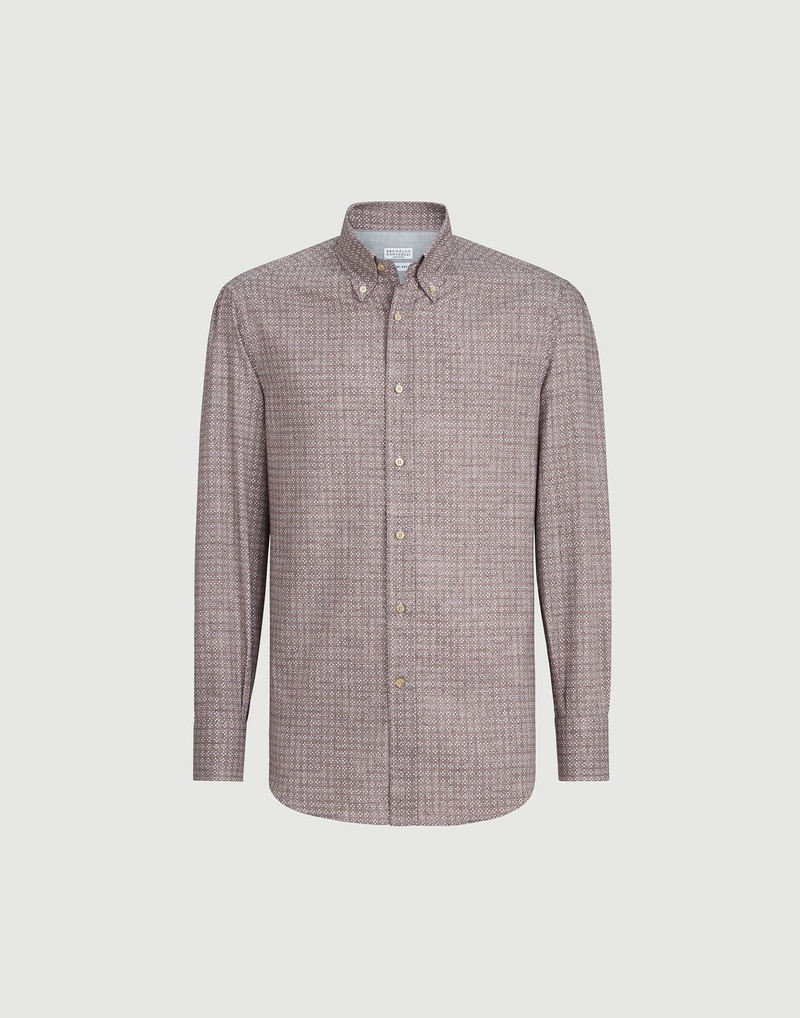 Flower print twill basic fit shirt with button-down collar 1