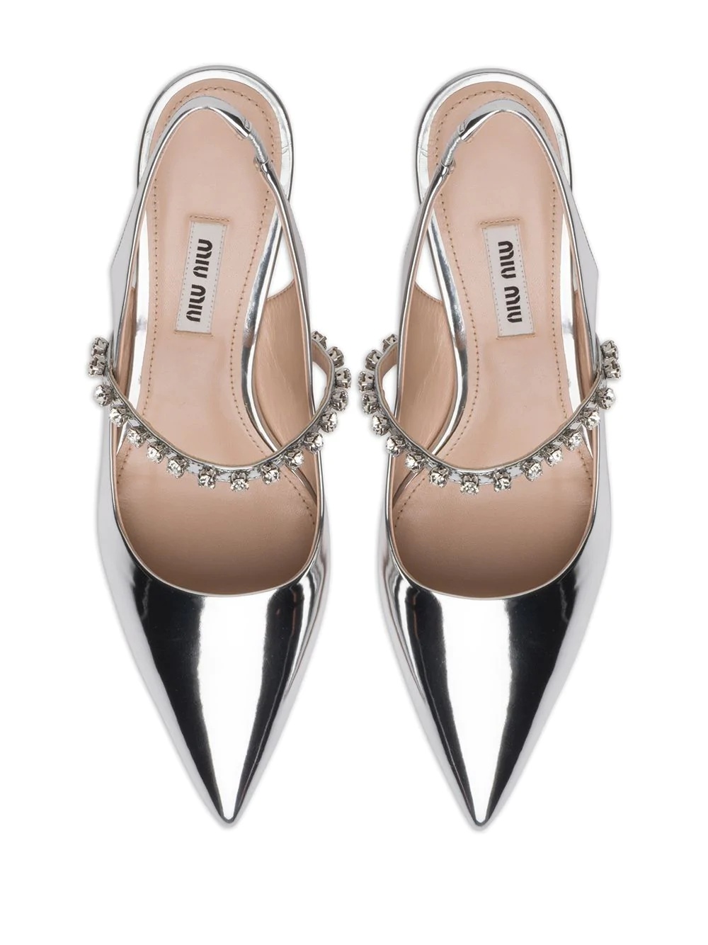 metallic crystal-embellished 55mm slingback pumps - 4