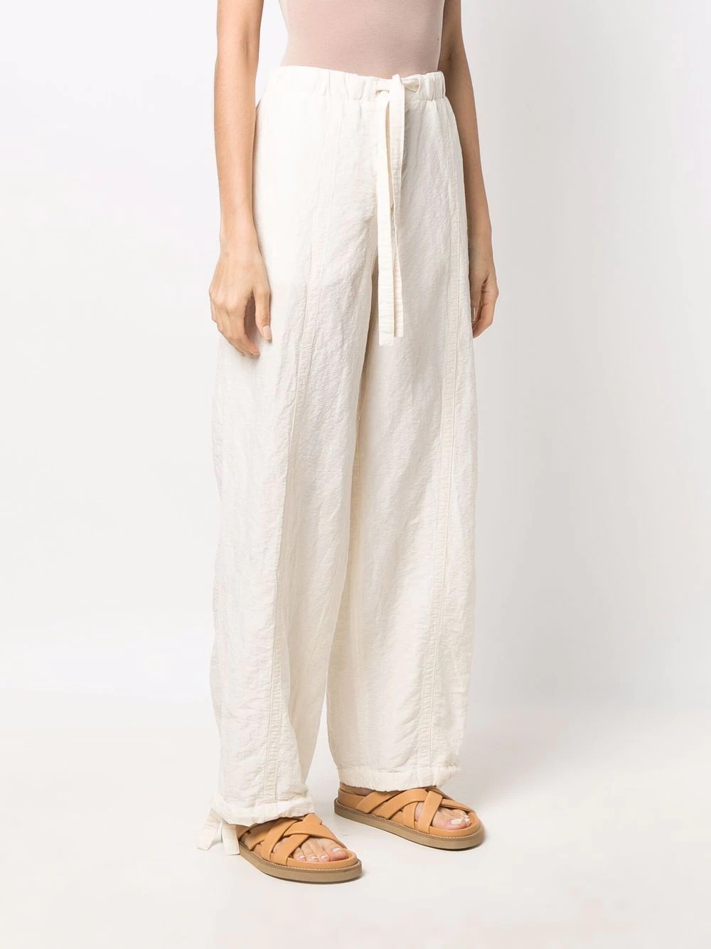 tied-waist straight trousers - 3