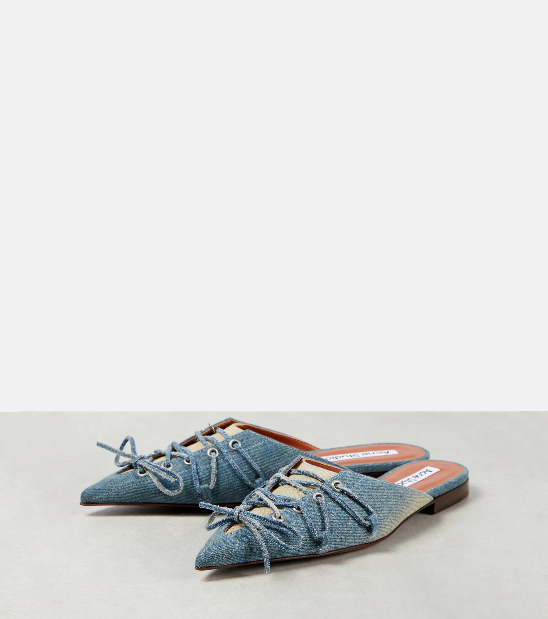 Lace-up denim mules - 5