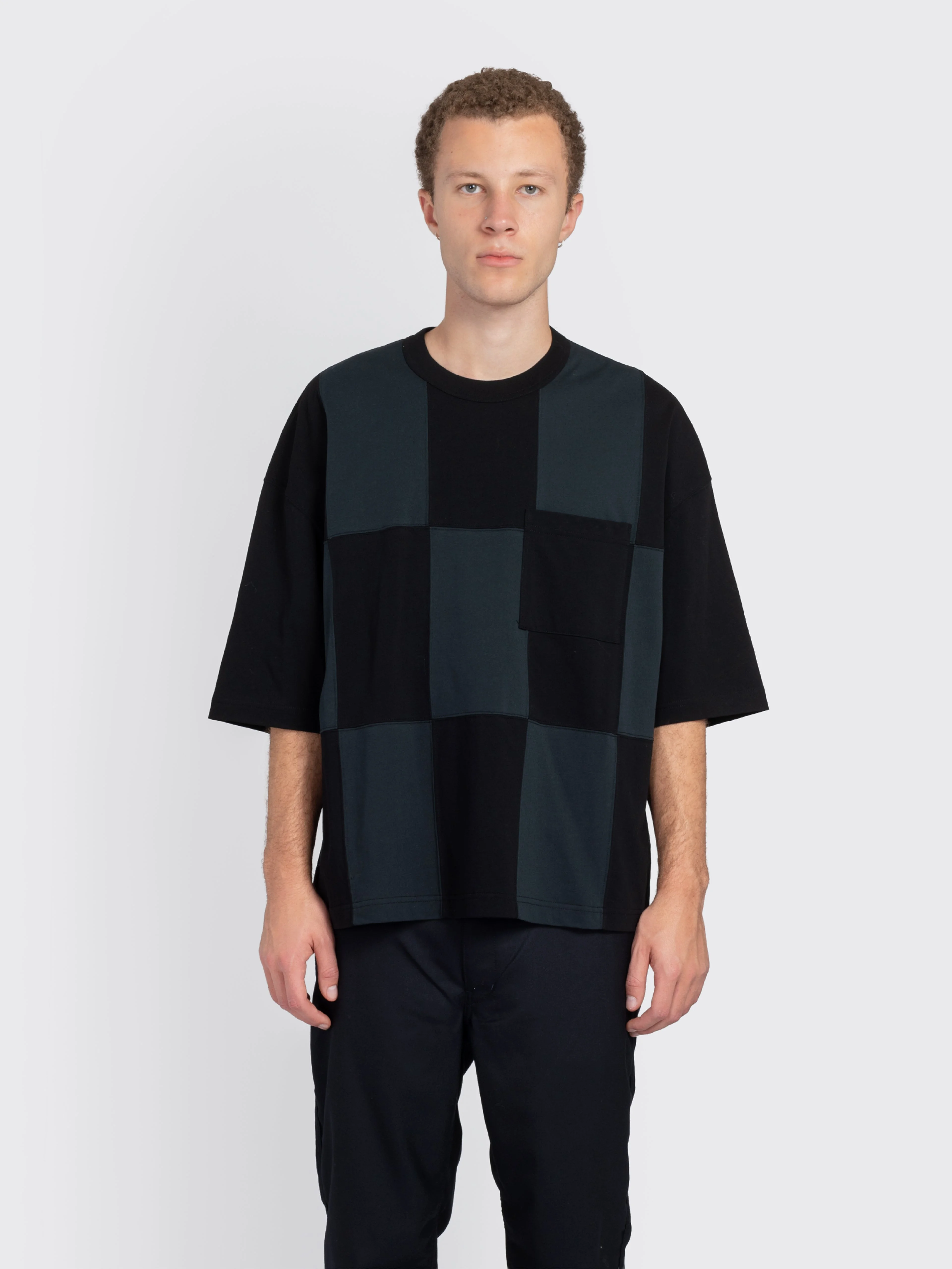 Check-Pattern Relaxed Fit T-Shirt - 1