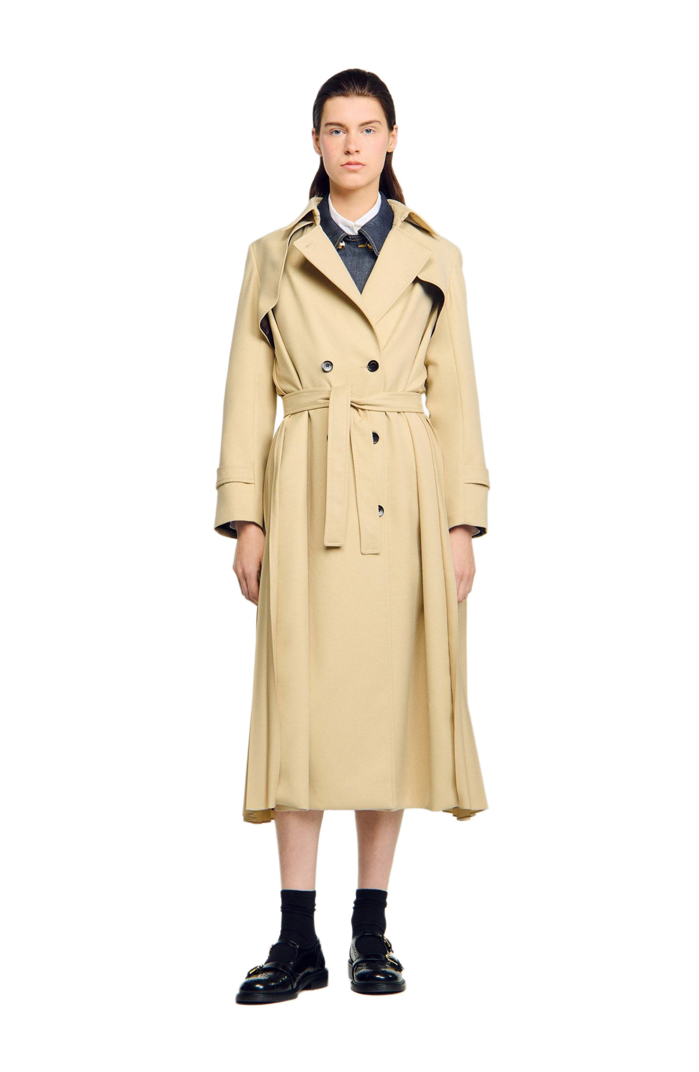 SANDRO Belted double-breasted trench in Beige at Nordstrom - 6