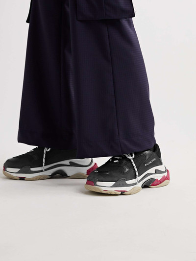 BALENCIAGA Triple S Mesh, Faux Nubuck and Faux Leather Sneakers outlook