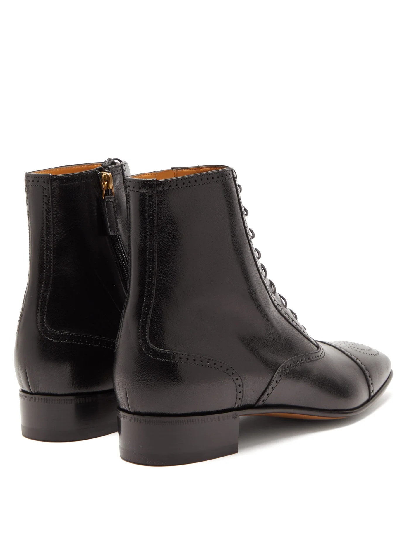 Dracma GG-perforation lace-up leather boots - 4