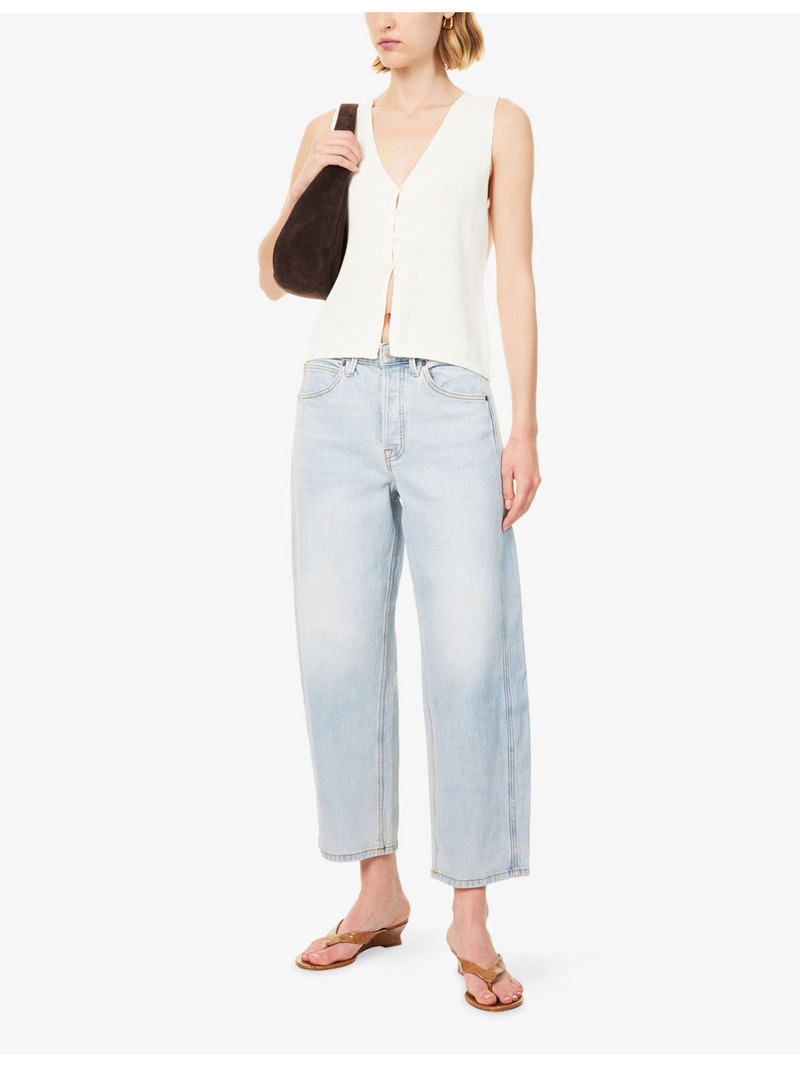 GOOD AMERICAN Cropped Barrel-Leg Denim Jeans outlook