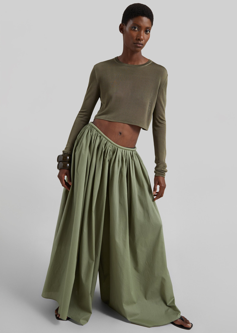 Gaeta Wide Corded Waistband Culottes - Sage 6