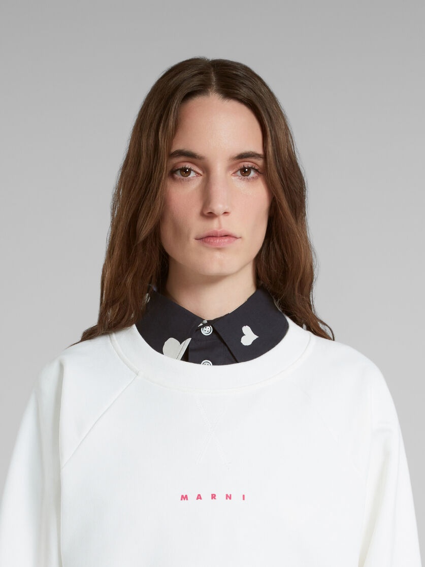 WHITE BIO COTTON SWEATSHIRT WITH MARNI LOGO - 4