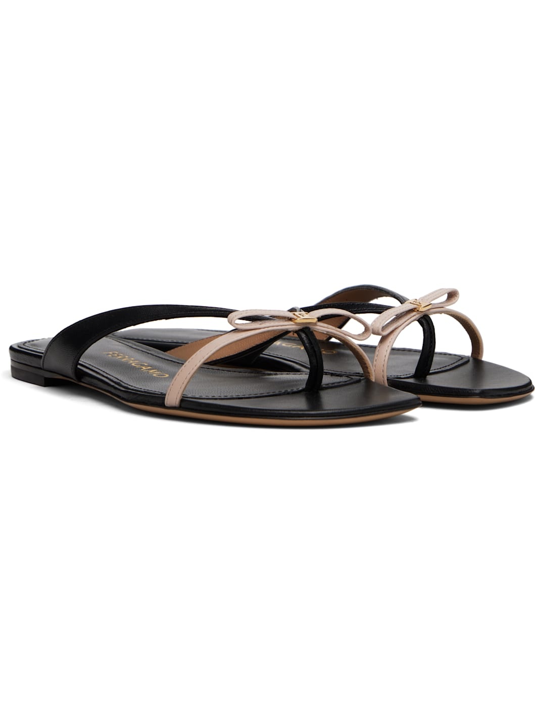 Black & Beige Mini Bow Flip-Flops - 4