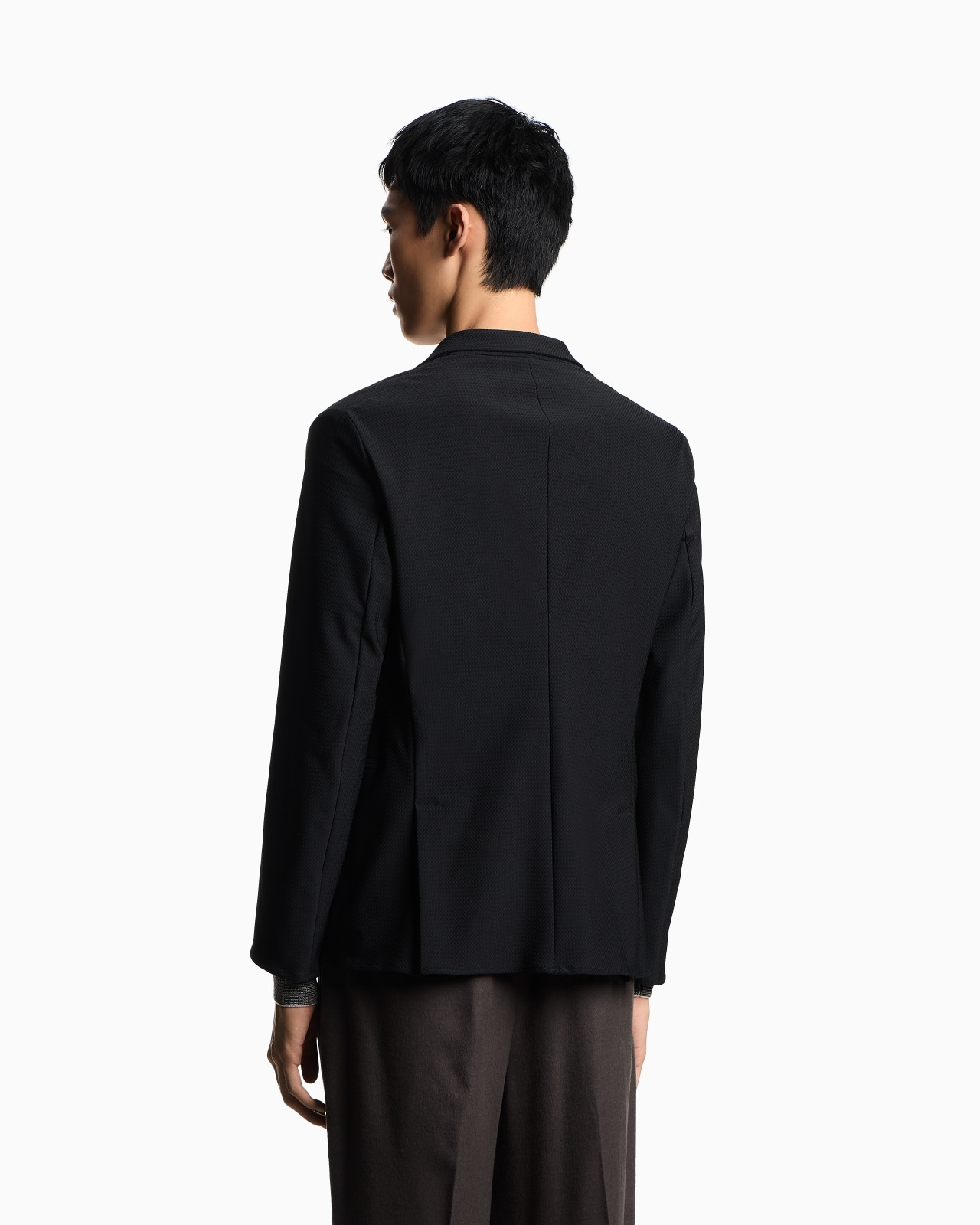SINGLE-BREASTED JACKET IN TECHNICAL JERSEY WITH A 3D MICRO-TEXTURED EFFECT - 3