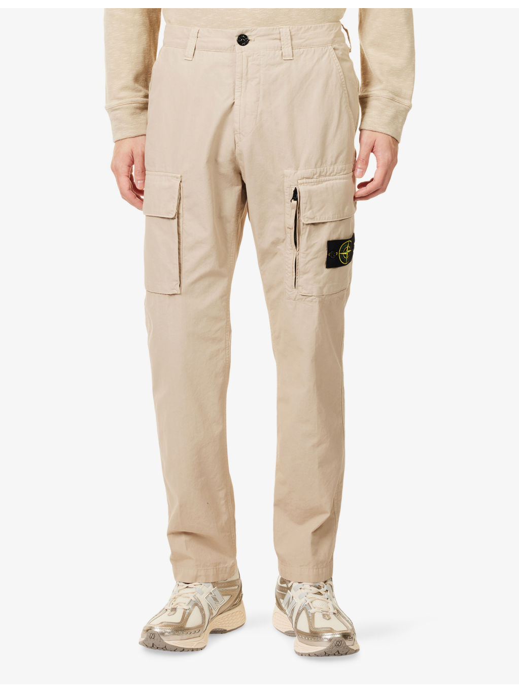 Canvas Weave Logo-Badge Cotton Cargo Trousers - 3