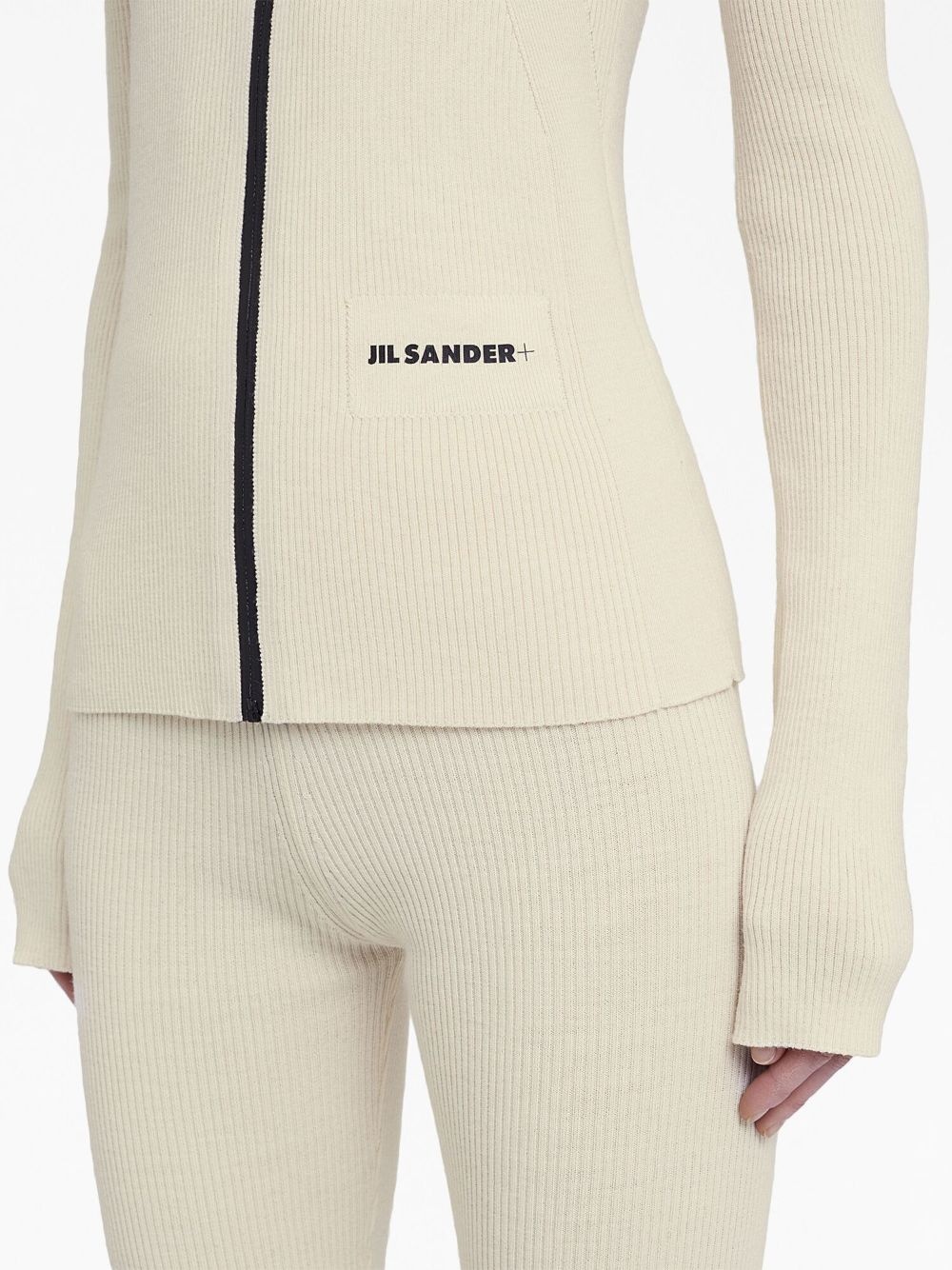 logo-embroidered ribbed-knit cardigan - 5