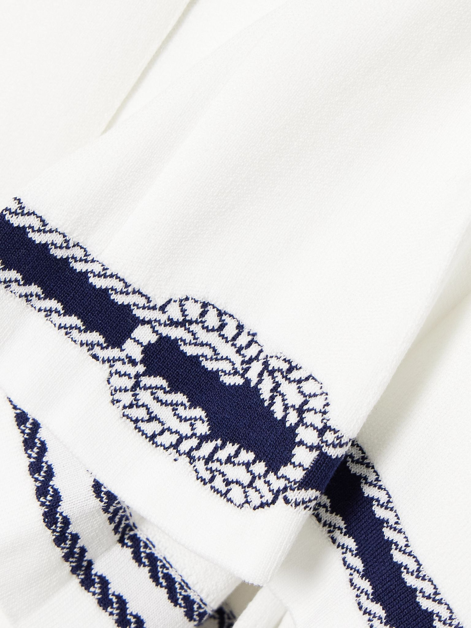 Pleated intarsia cotton-blend mini skirt Off-white - 4