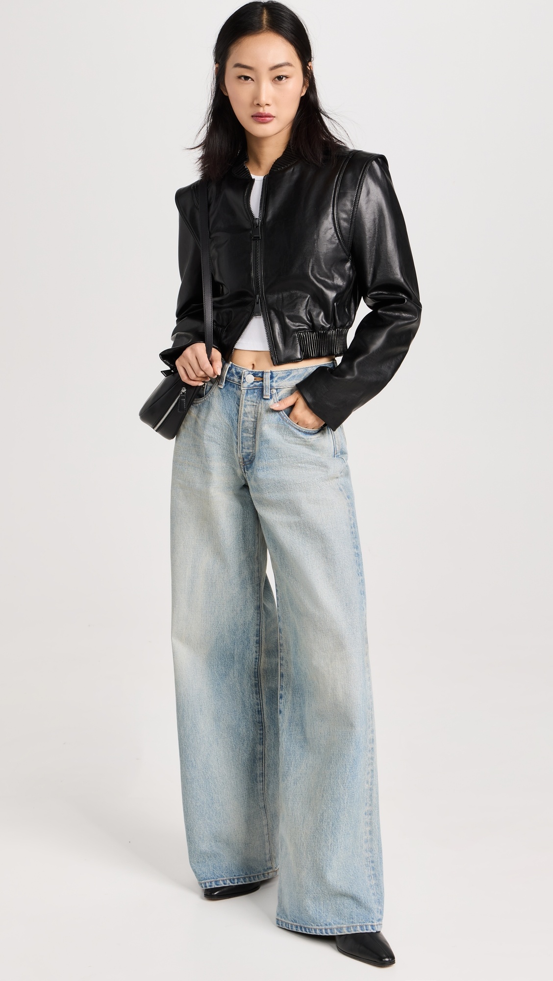 Doreen Luxe Vegan Leather Boxy Bomber Jacket - 4