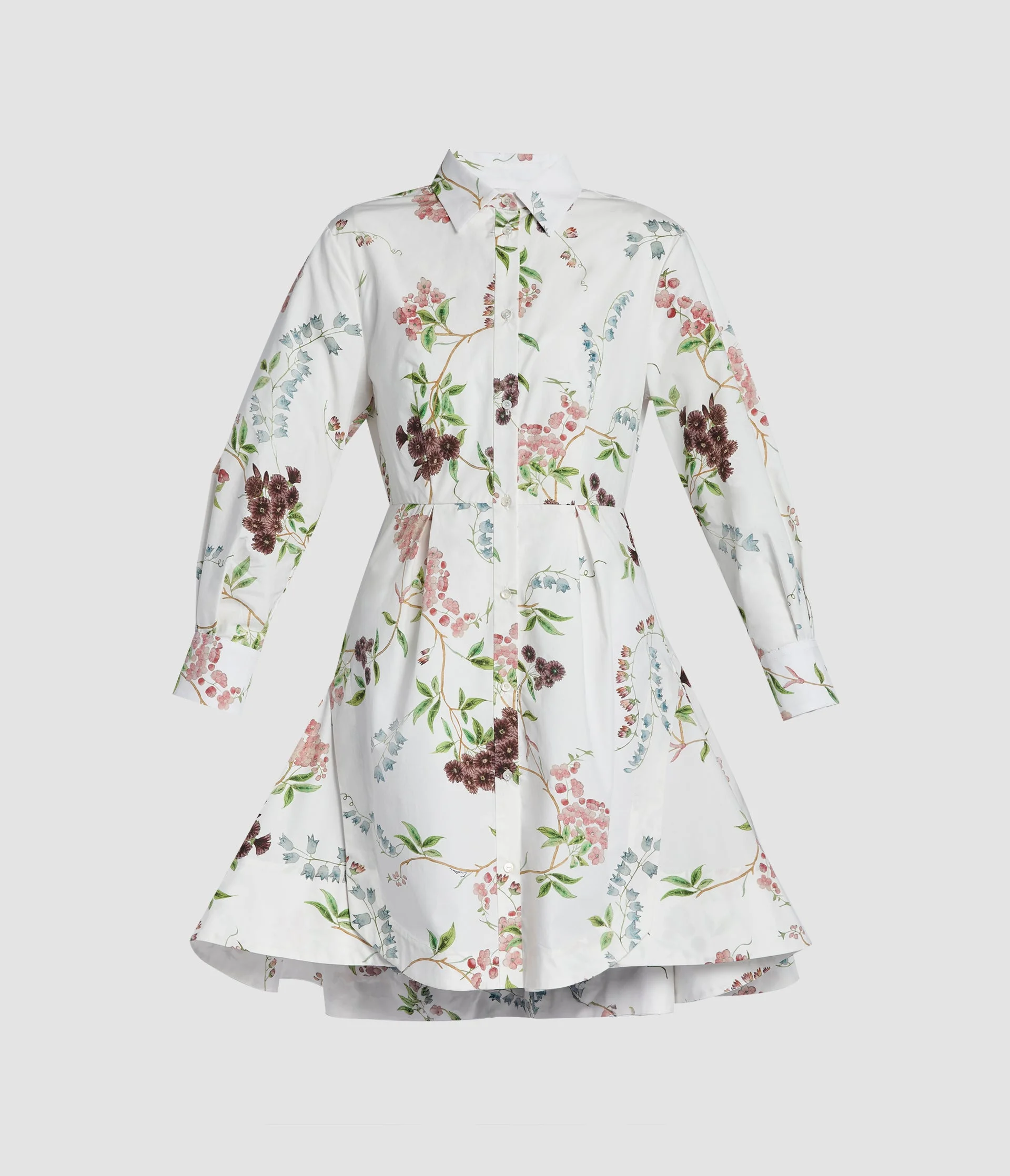 FLORAL PRINT COTTON MINI SHIRT DRESS - 1
