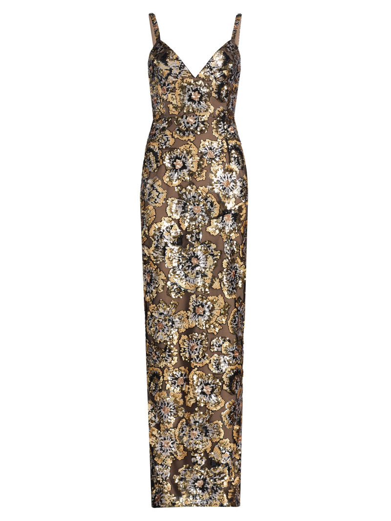 Women's Allegra Sequined Sleeveless V-Neck Gown - Gold Multi 1