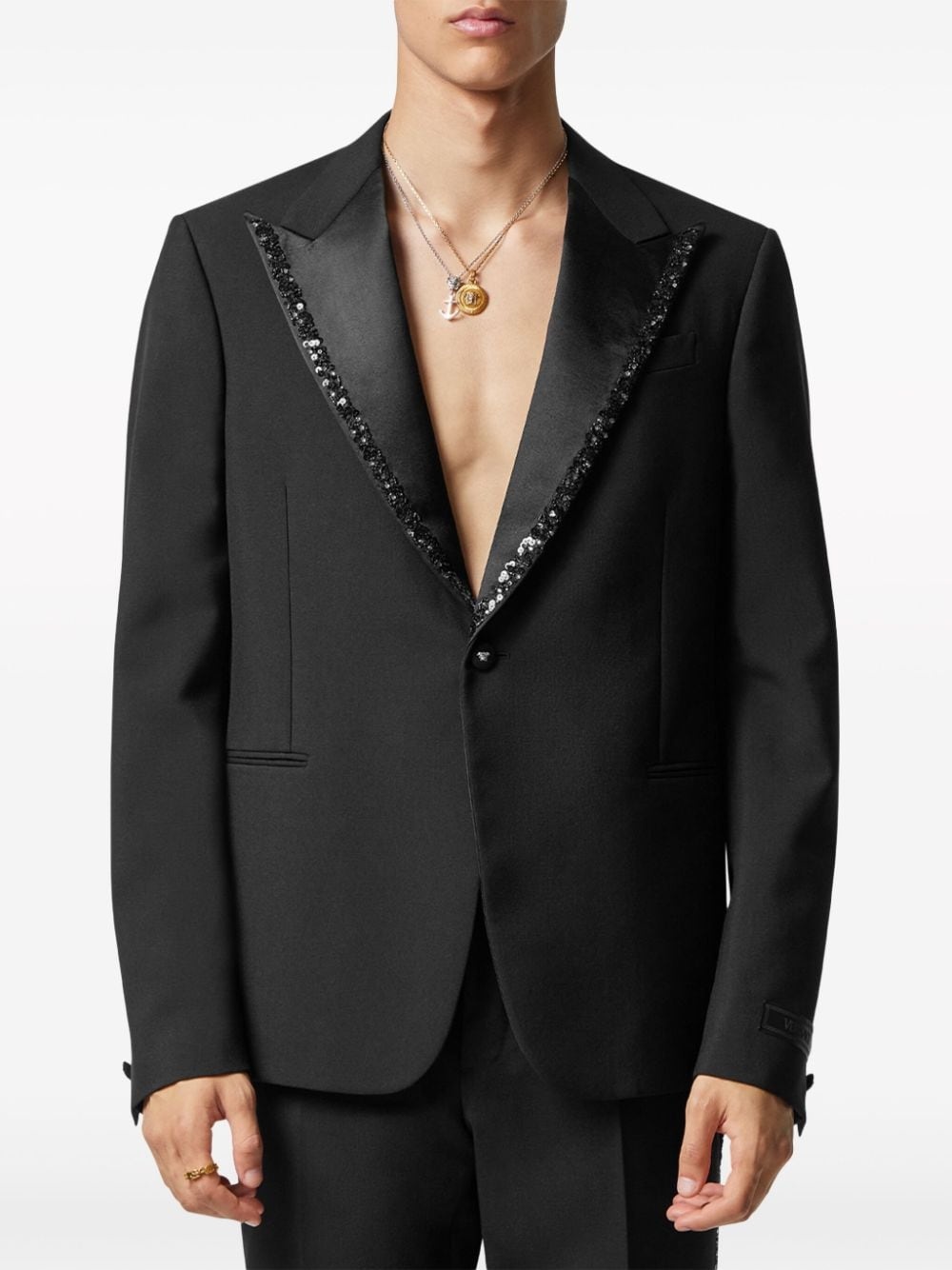 pailette-embellished single-breasted blazer - 3