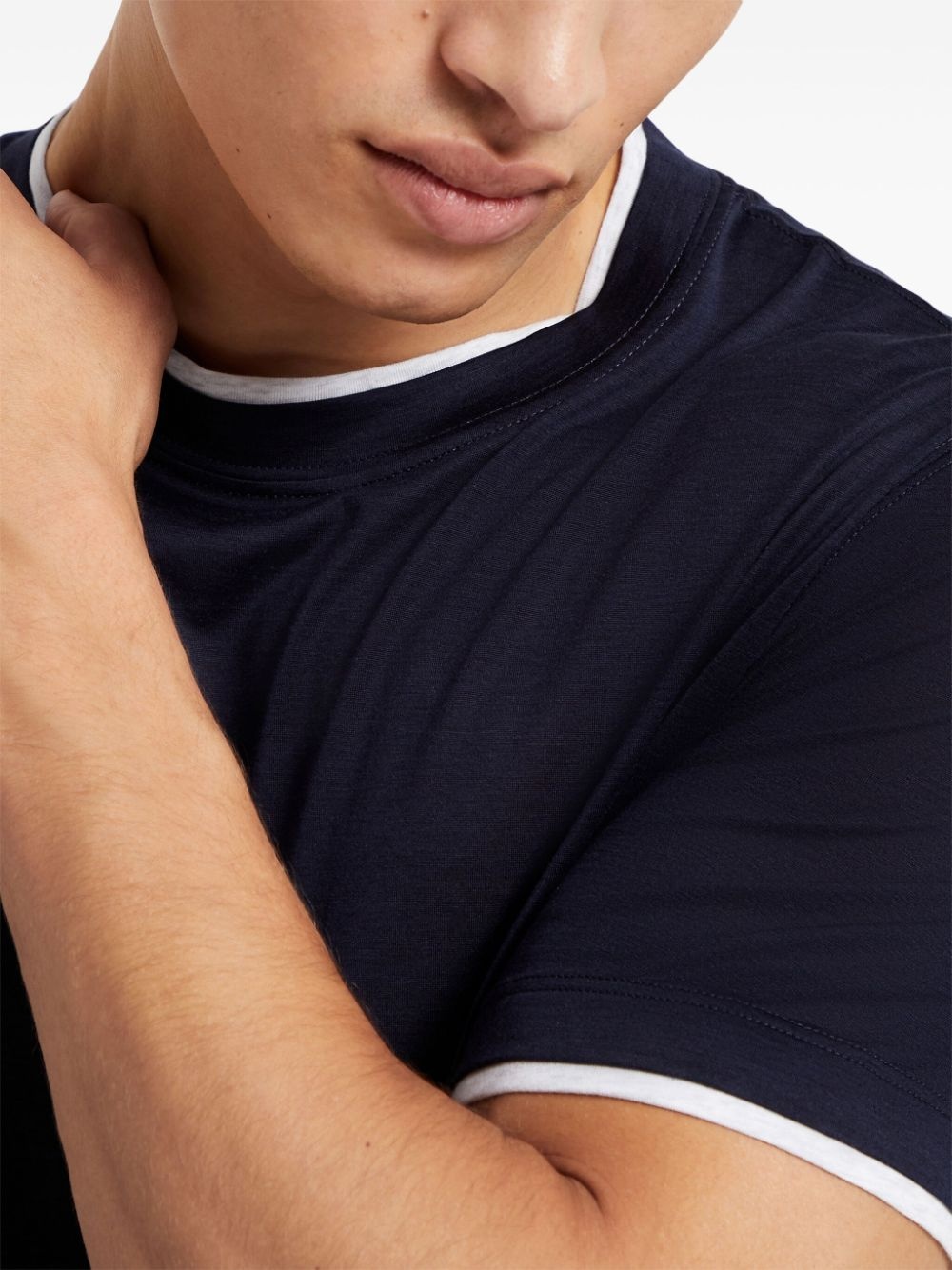 layered-design silk-blend T-shirt - 5