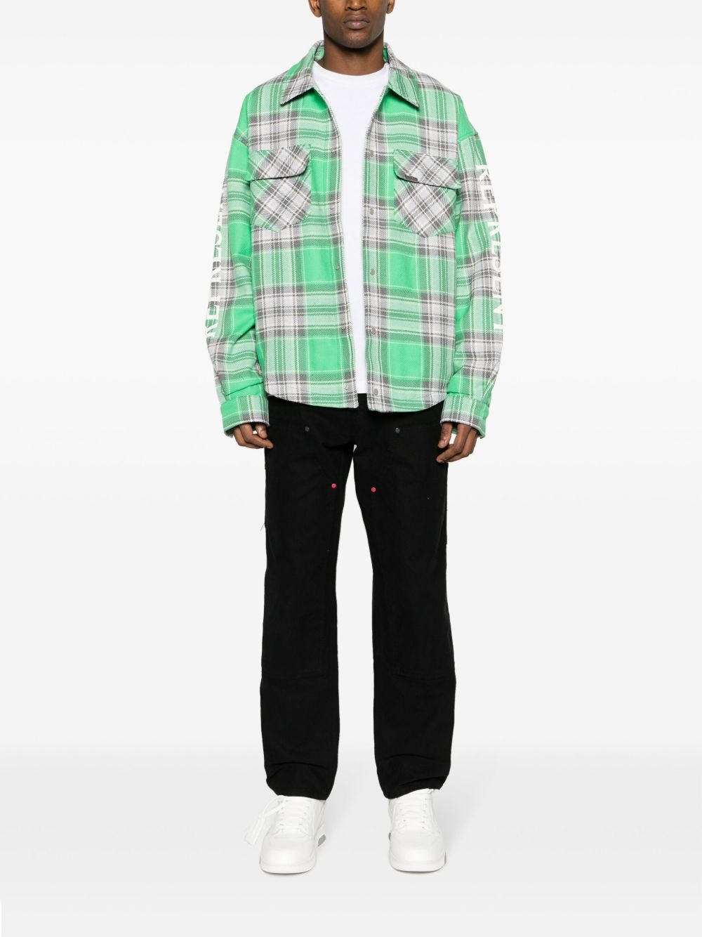 quilted cotton blend over shirt - 2