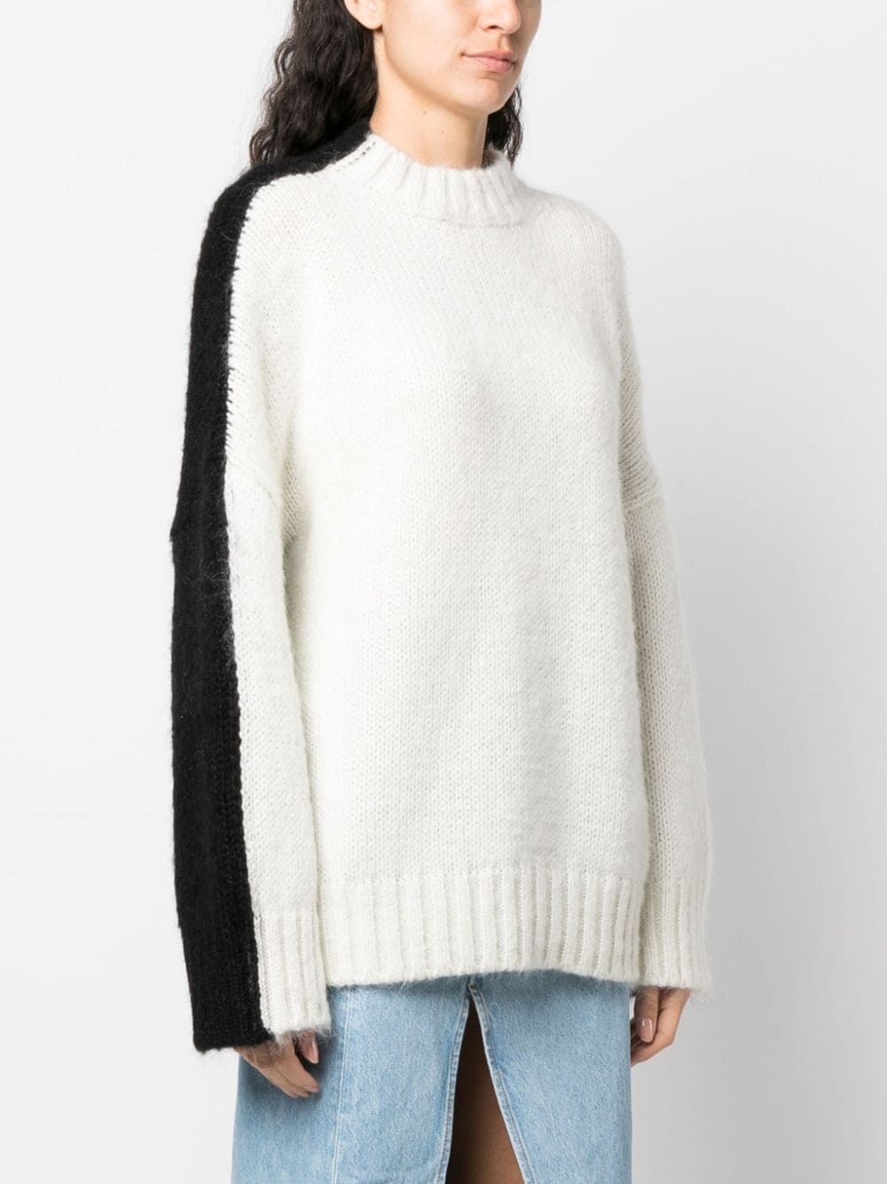 colour-block crew-neck jumper - 3
