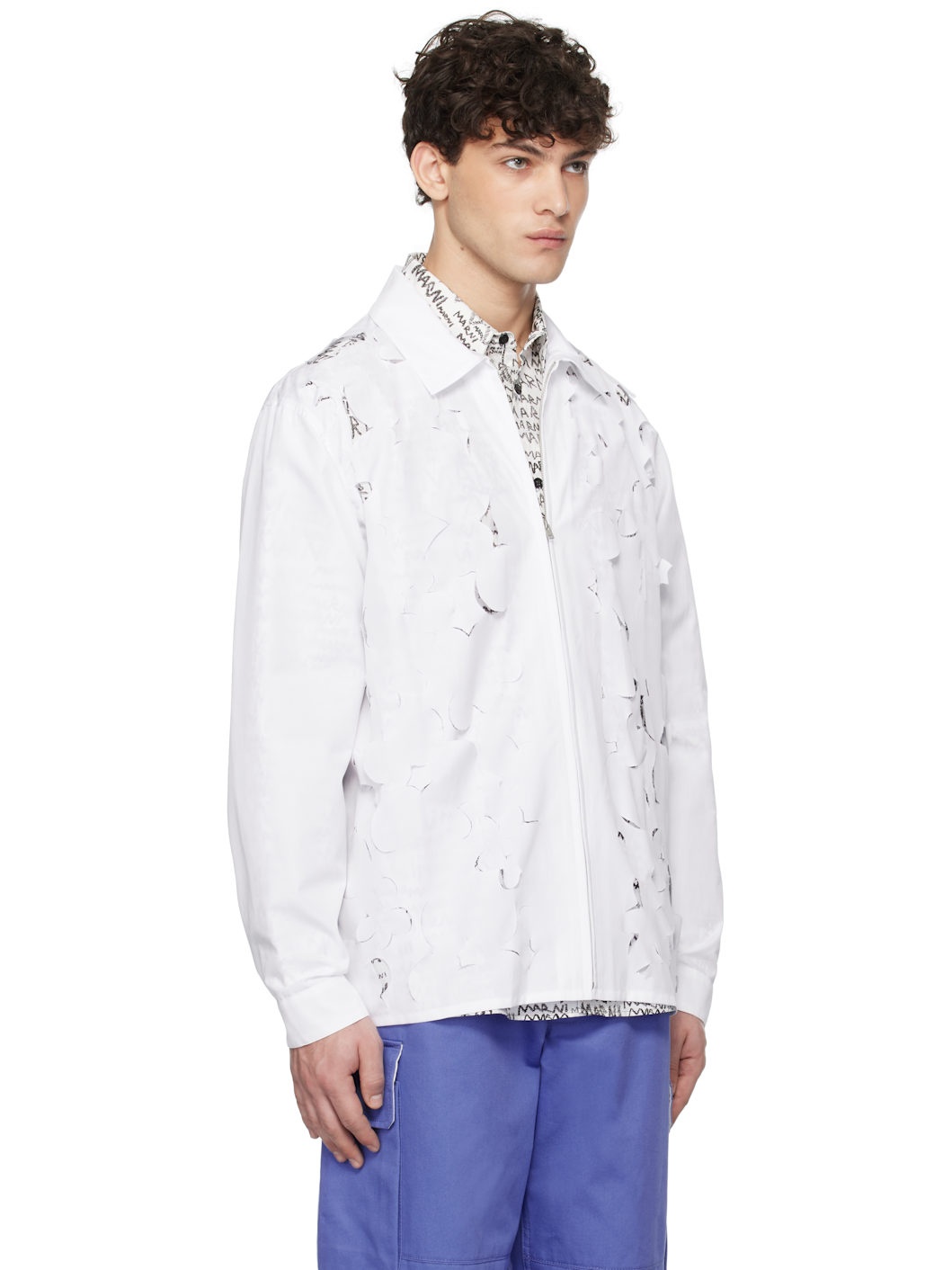White Cut Out Long Sleeve Shirt - 2