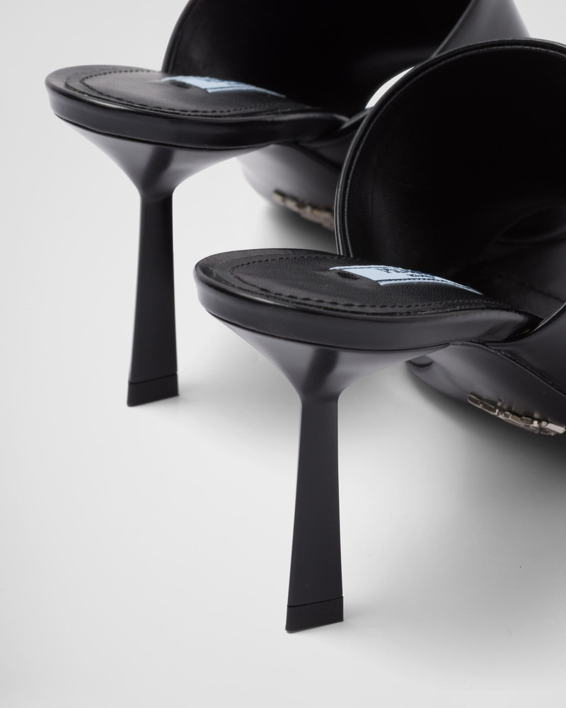 Brushed leather high-heel slides 7