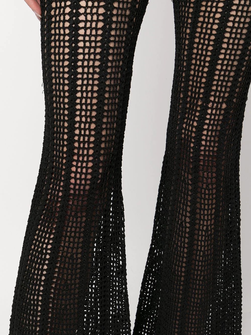 crochet-knit flared trousers - 5