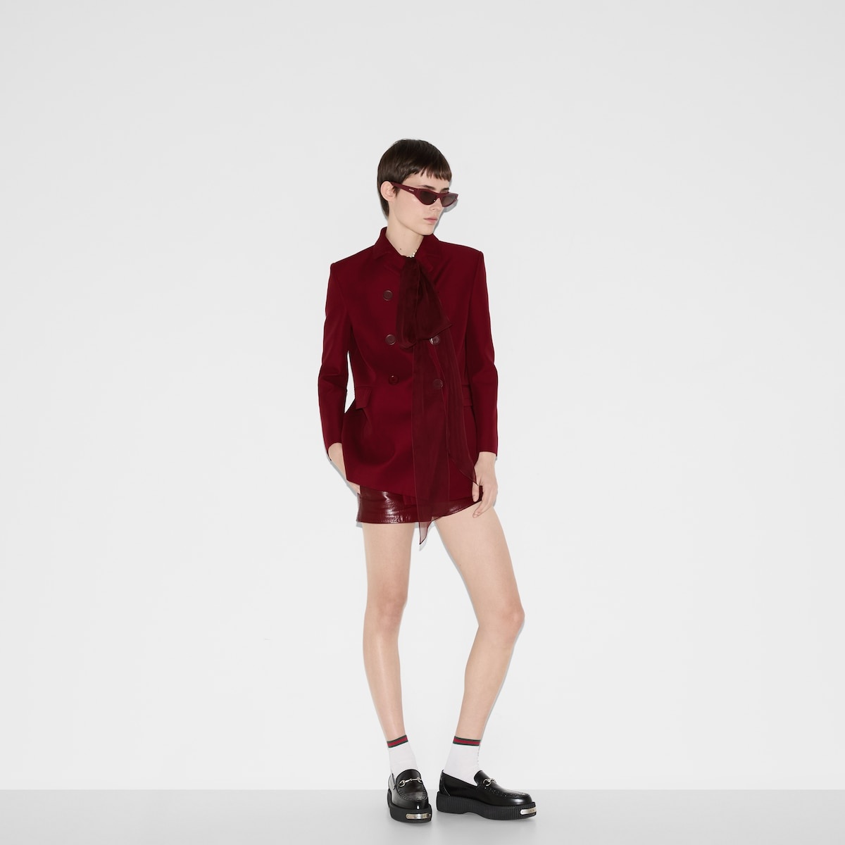 Wool silk cady jacket with martingale - 7