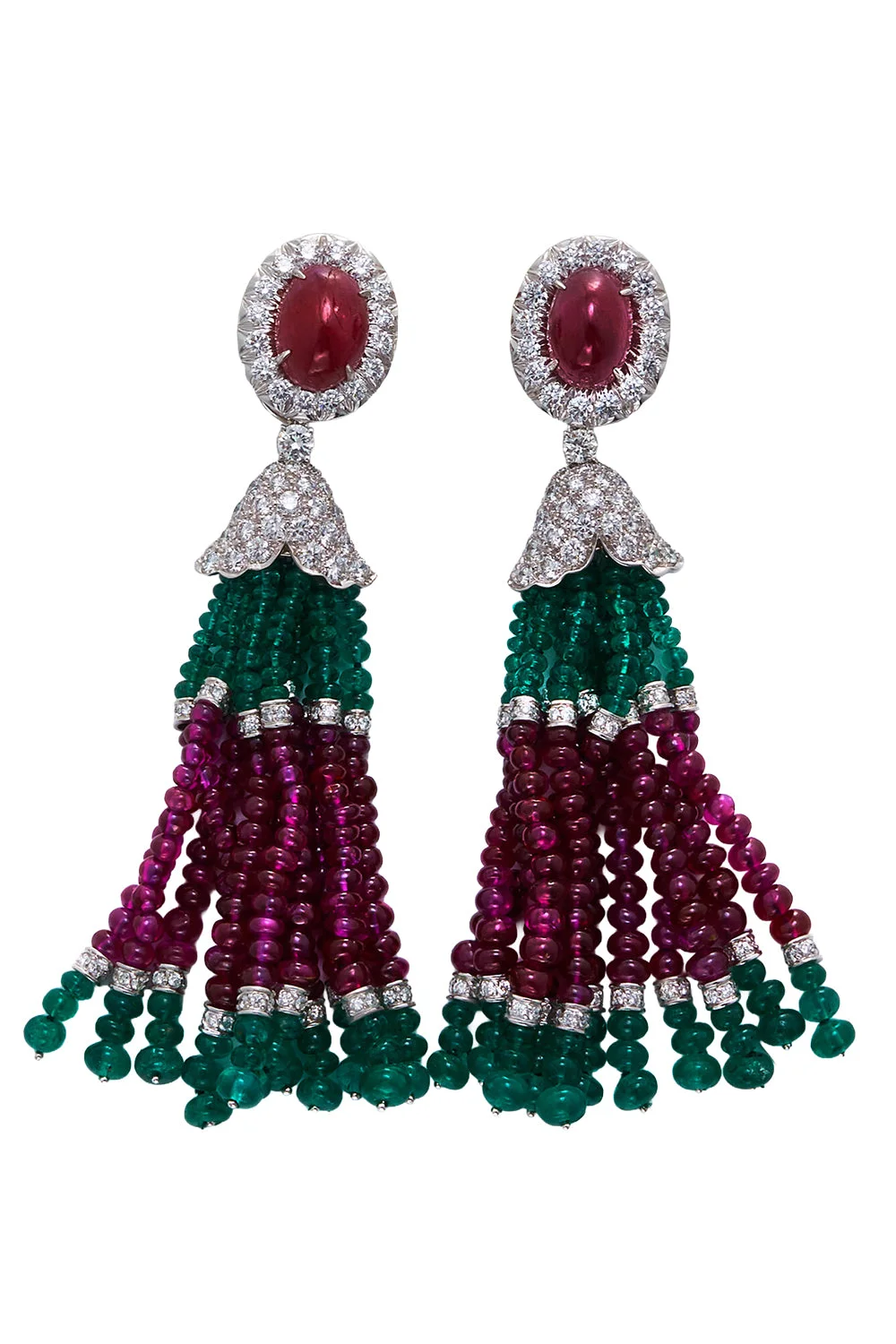 Ruby Diamond Tassel Earrings - 1