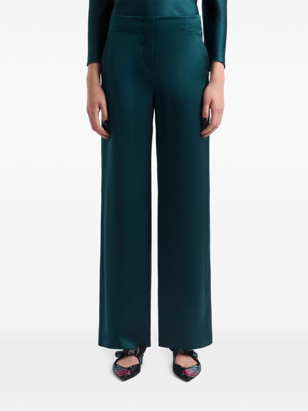 wide-leg silk trousers - 2