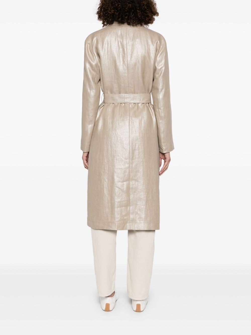 lamé-effect trench coat - 4