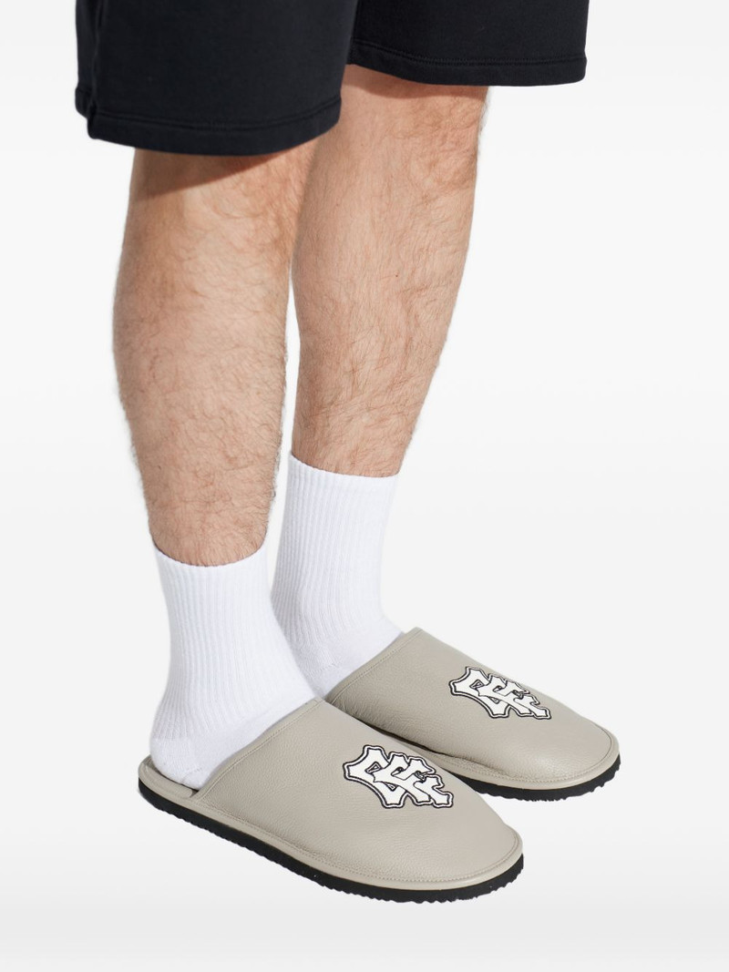 logo print leather slippers 6