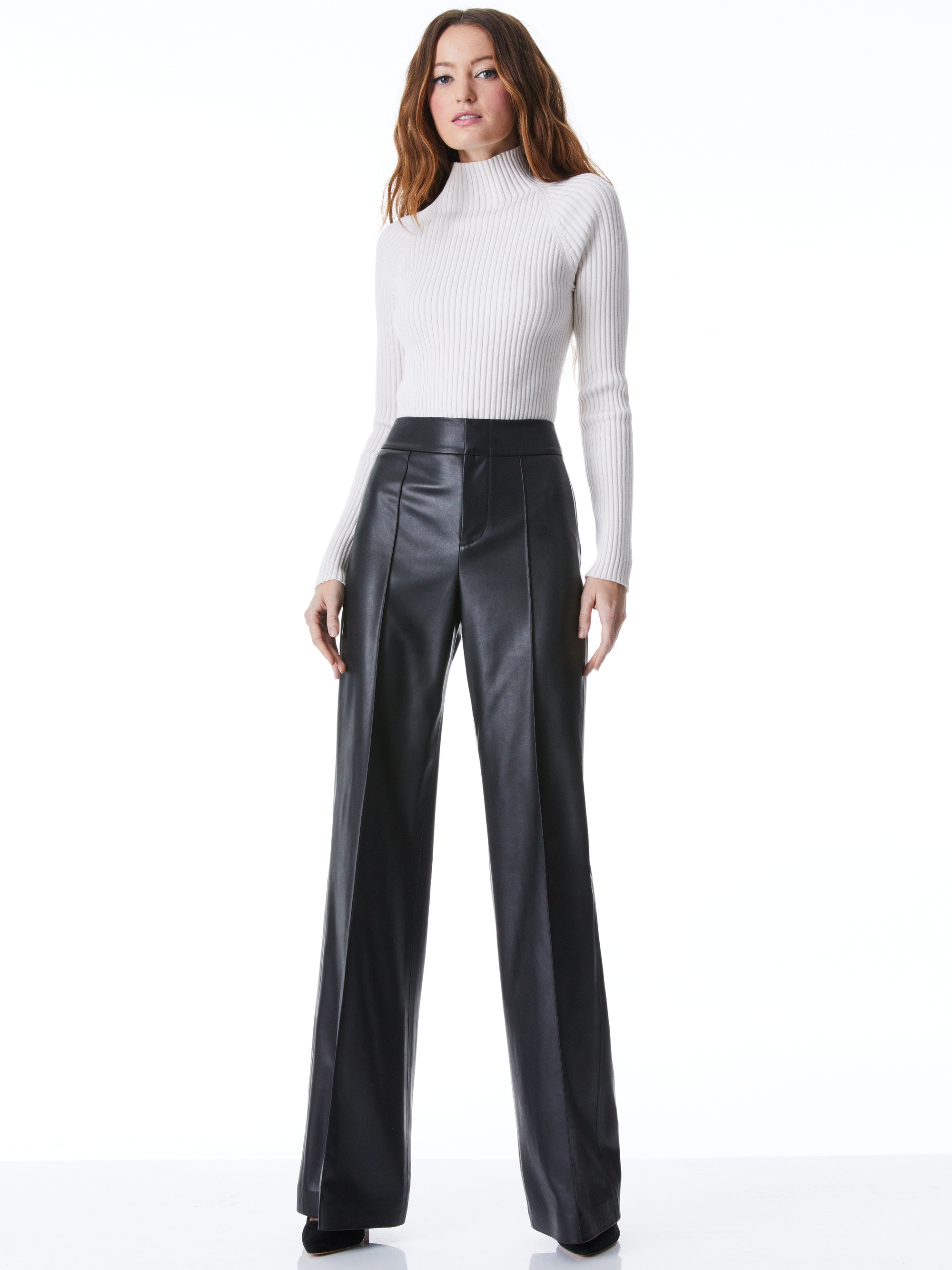 DYLAN VEGAN LEATHER WIDE LEG PANT - 5