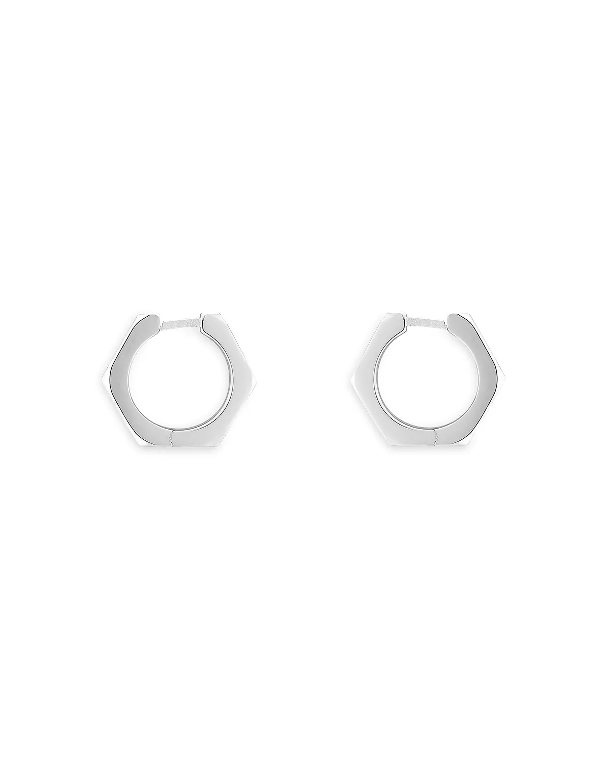 Sterling Silver Trademark925 Hexagon Huggie Hoop Earrings - 2