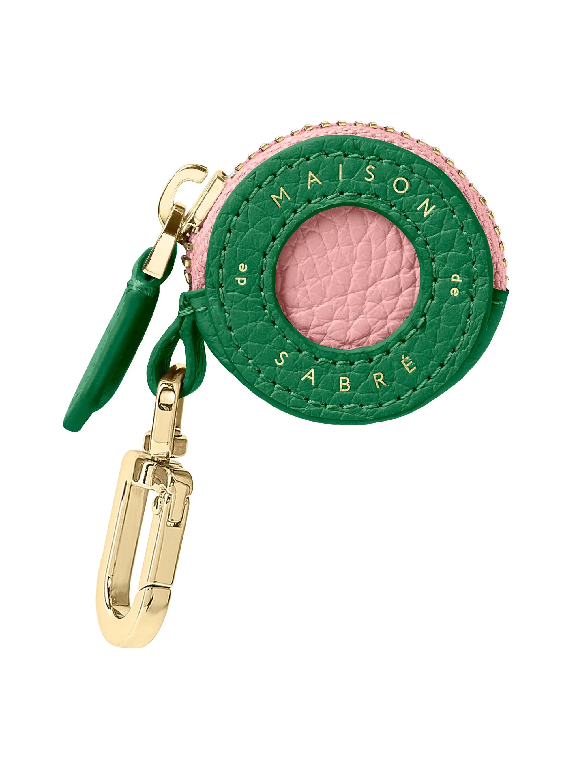 Women's Leather AirTag Charm - Emerald Lily - 1