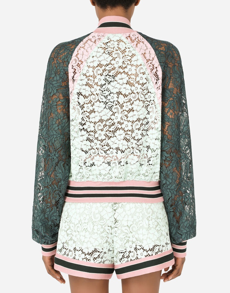 Lace bomber jacket with contrasting trims - 2