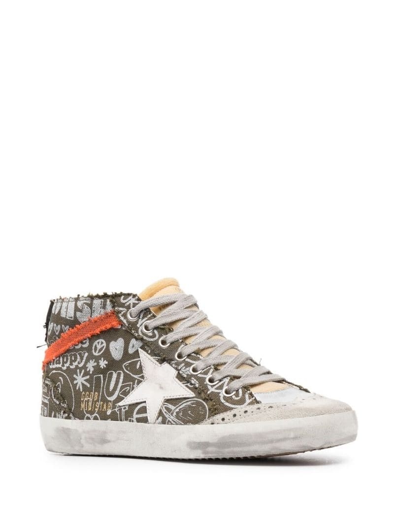 Mid Star lettering print high-top sneakers - 2