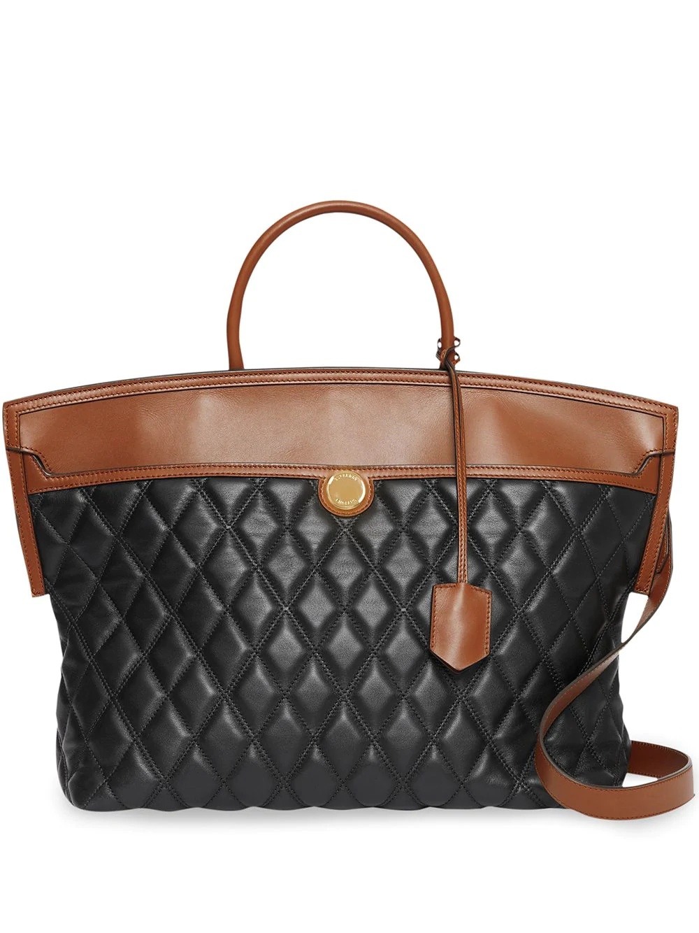 Quilted Lambskin Society Top Handle Bag - 1