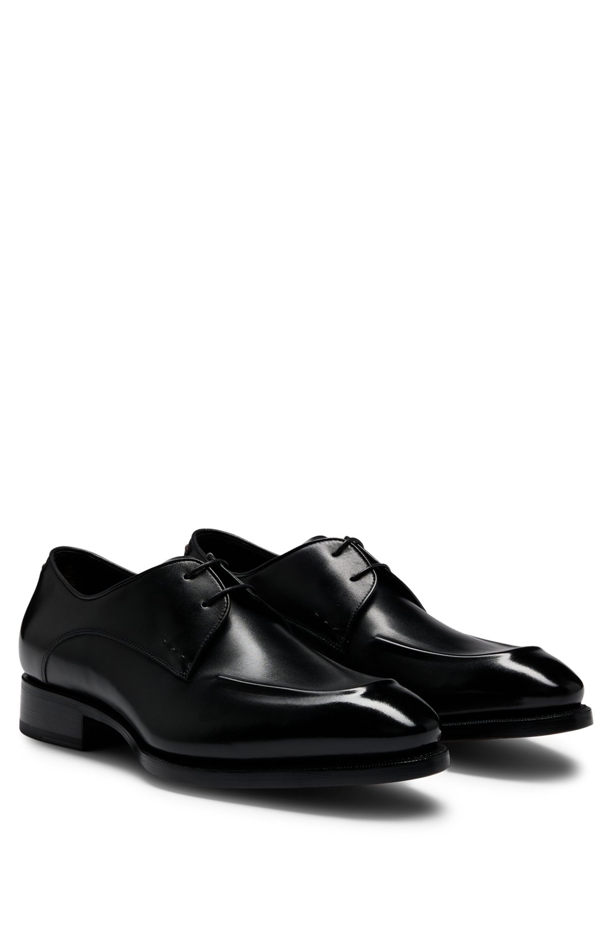 APRON-TOE DERBY SHOES IN LEATHER WITH HEEL DETAIL - 2