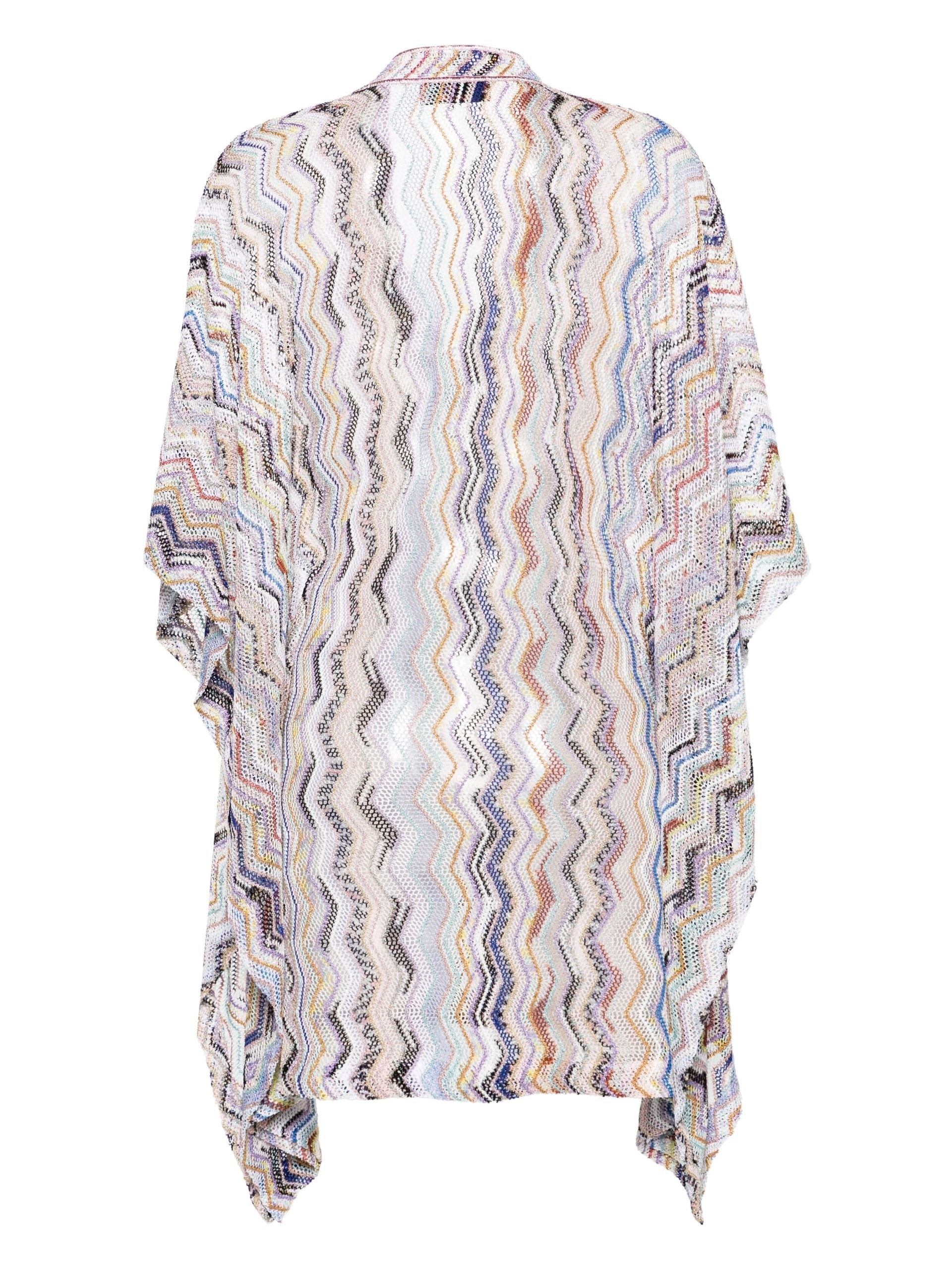 Blue Zigzag V-Neck Cover-Up - 2