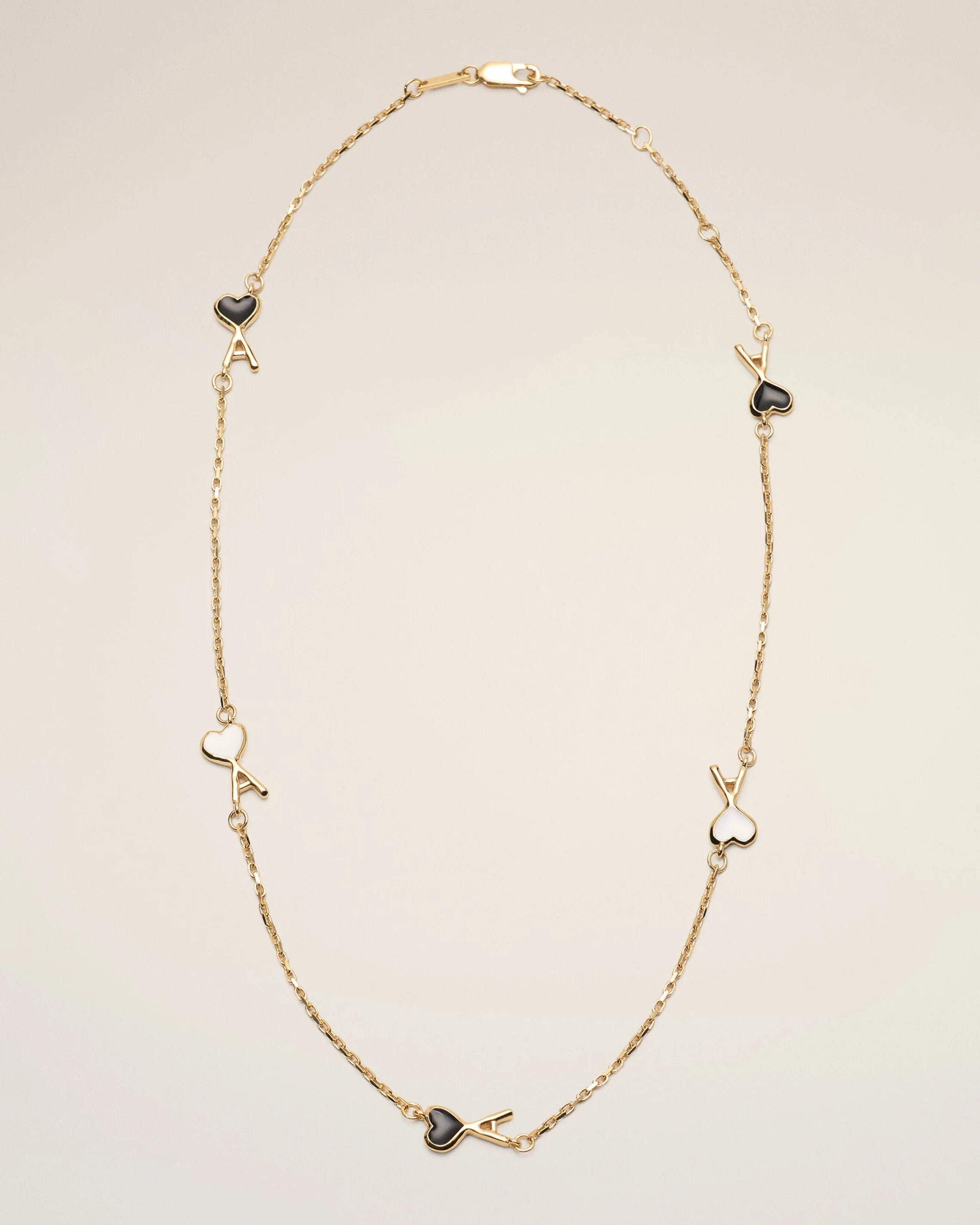 GOLD BRASS NECKLACE WITH HAMMERED AMI DE COEUR - 1