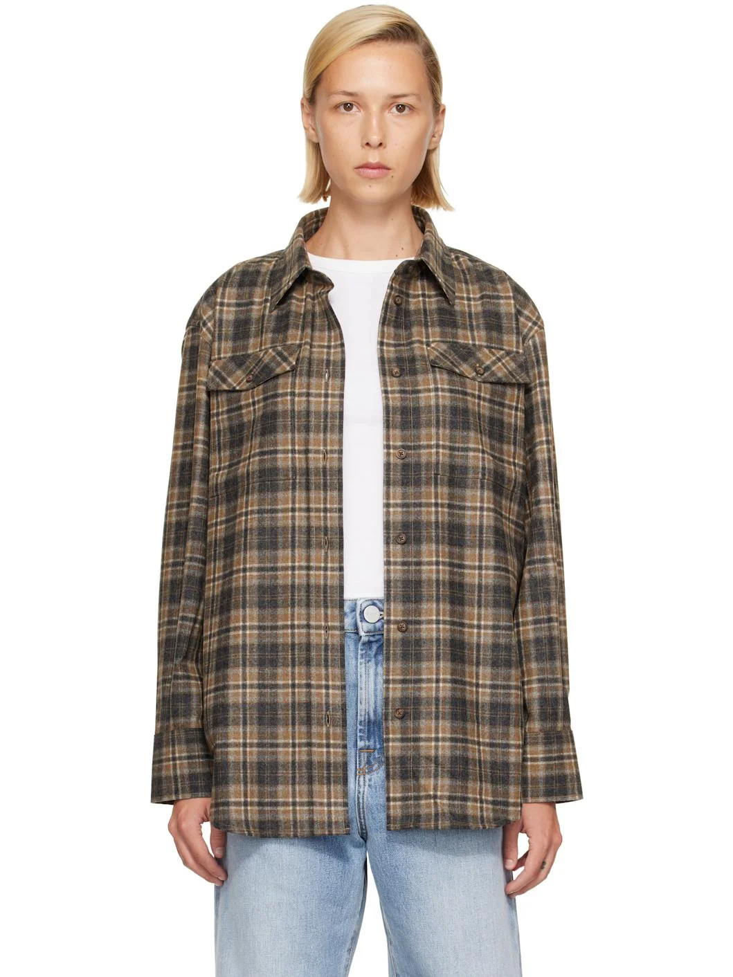 Brown Western Checked Overshirt - 1