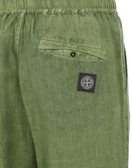 31801 LINEN CANVAS, GARMENT DYED 'FISSATO' EFFECT OLIVE GREEN - 3